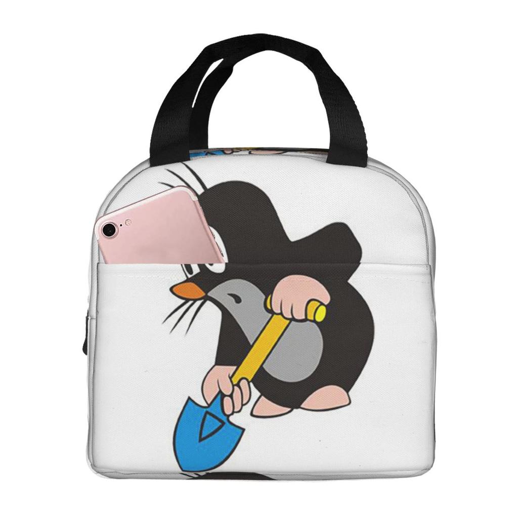 Linda Bolsa de Almuerzo Aislada de Topo Feliz Krtek para Niños, Nevera Escolar, Fiambrera Térmica, Bolsa de Mano, Contenedor Portátil para Almuerzo