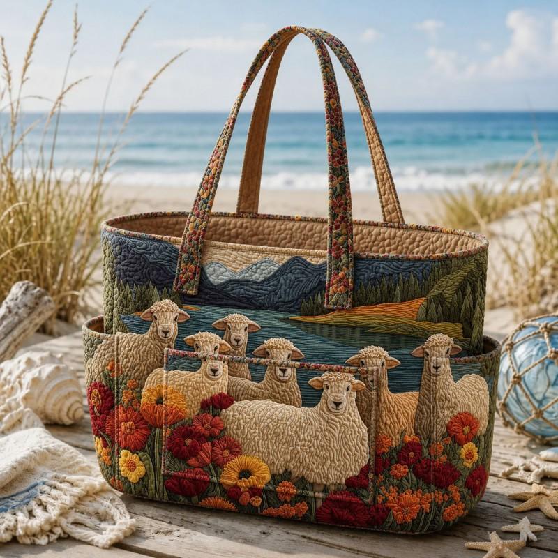Large Capacity Tote Bag Digital Print Quilted Single Shoulder Hand Carry Casual Travel