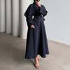 Cross-border European and American Women's Clothing Summer New Round Neck Simple Cape Commuter Long-sleeved Straight One-step Skirt