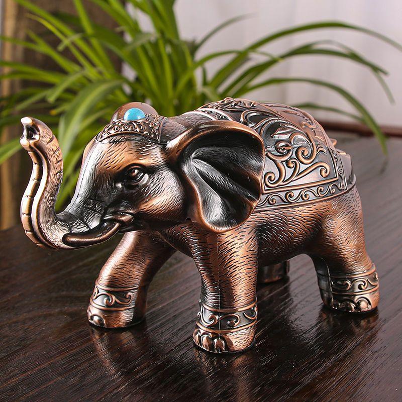 

Creative Elephant Figurine Ashtray Metal Room Decor Animal Mascot Art Ornament Home Decoration Crafts Men S Gift