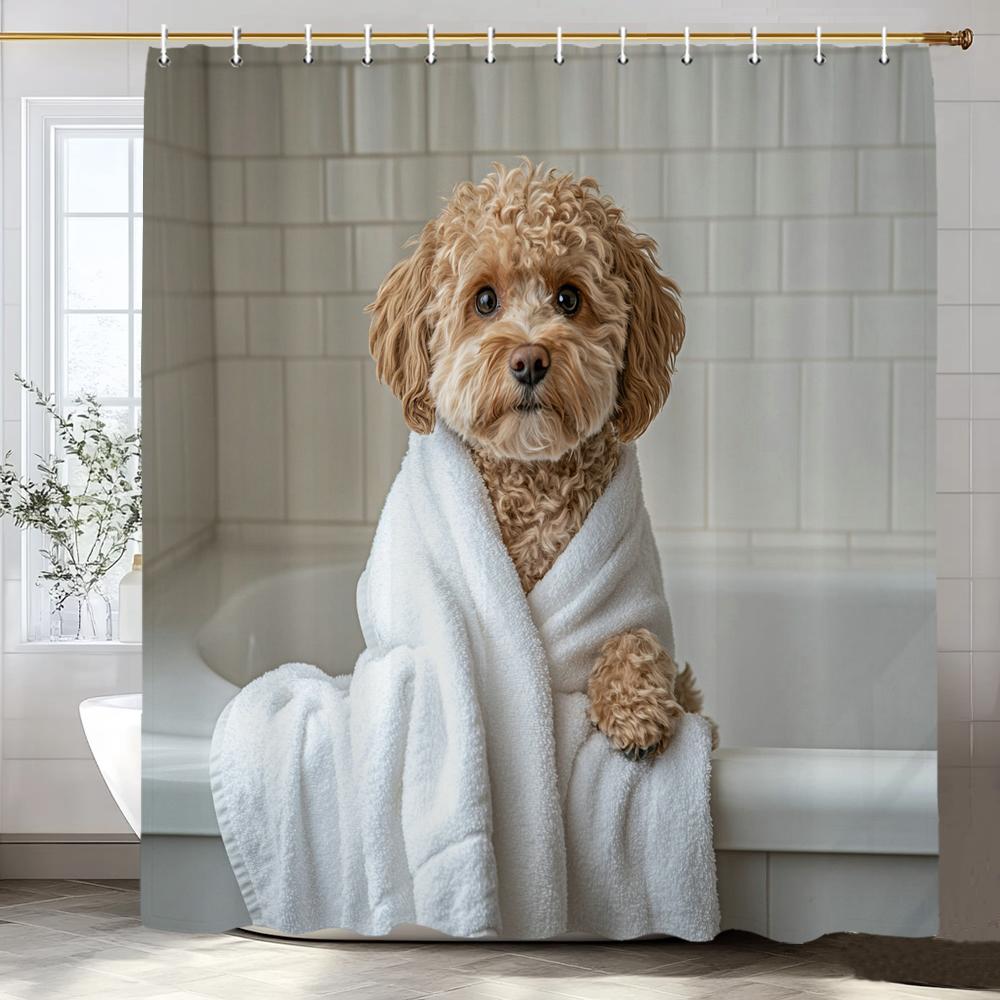 

Dog Shower Curtain Funny Cute Lovely Cartoon Cat Pet Animal Shower Curtain, Bathroom Decorative Curtain,Printed Home Curtain W60H190(CM)-1 Pcs