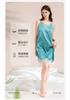 Fenteng [satin imitation silk] high-end suspender nightgown, light luxury dress, lace low neck sleepwear, women's sexy short skirt