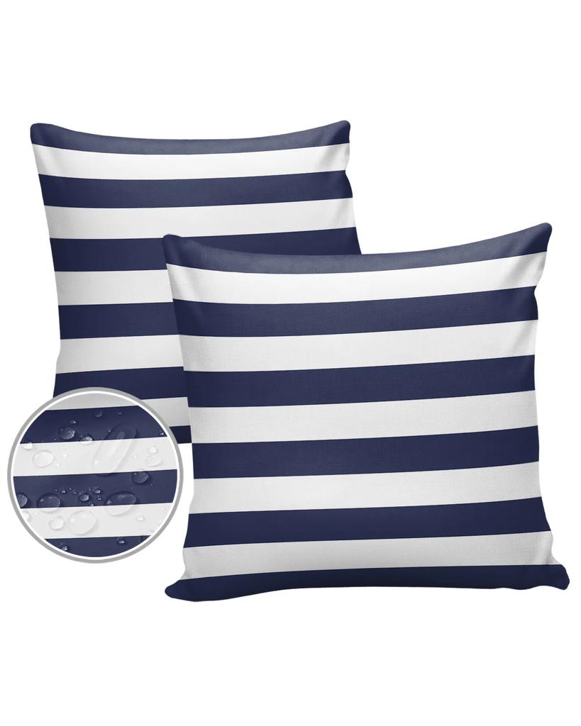 Navy Blue White Stripes Waterproof Pillow Cover Home Office Decoration Pillow Case Chair Sofa Cushion Cover
