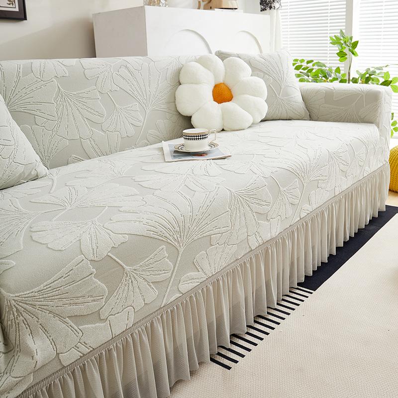 Ginkgo Leaf Skirted Sofa Cover All Inclusive All Purpose Set  All Season Universal New Anti Cat Scratch Elastic Protective Cover