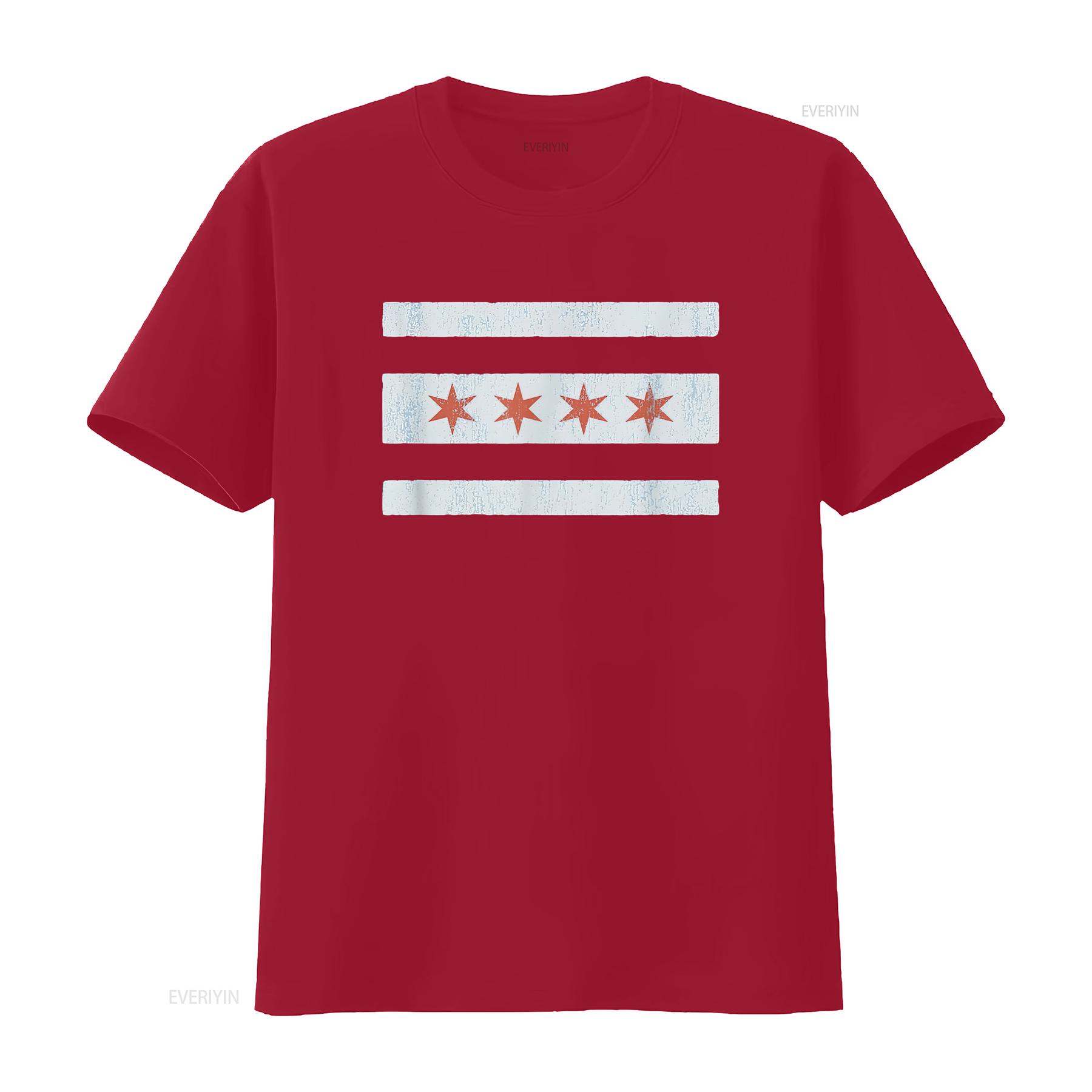 

Vintage Chicago Flag T Shirt Souvenir Women vintage Washed Versatile Casual fashion streetwear designer clothes Breathable S
