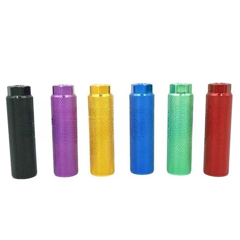 1 Pair Non-Slip Aluminum Alloy Cylinder Foot Pegs MTB BMX Axle Mount Stunt Bicycle Front Pegs for Mountain Bikes Foot Stunts Peg
