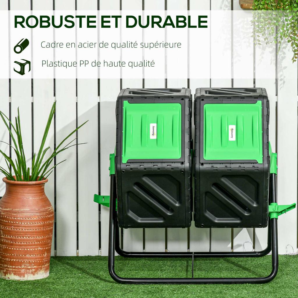 Garden Compost Bin, 130 L Capacity, 67 X 60 X 77 Cm, Black, Steel and PP Construction