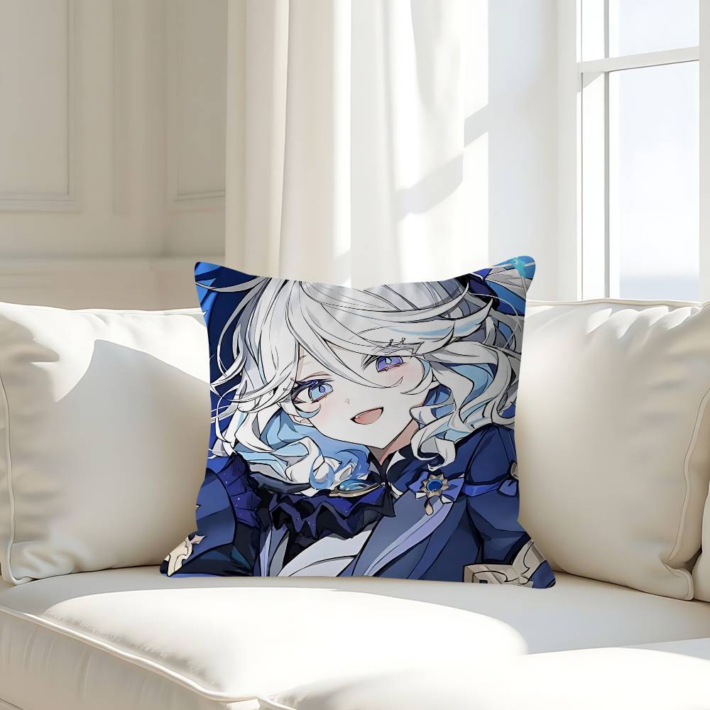 Genshin Impact Furina Kissenbezug Abnehmbarer Waschbarer Kissenbezug – Ganzjahresweiches Leinen