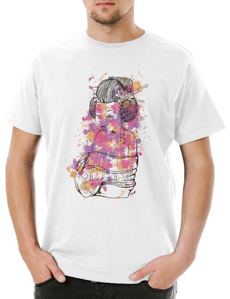 

Geisha Ornaments Mens T-Shirt Japan Asia Tattoo Asia Girl Holi Art Music XL