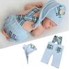 Baby Photography Props Overalls and Hat Outfit Photo Shoot Clothes Breathable Baby Infant Photography Costume Clothing