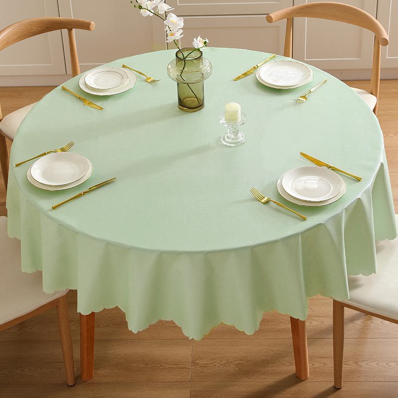 Simple Solid Color Table Cloth Waterproof Oil Resistant Round Dining Table Cloth Heat-resistant Non Washable Easy To Maintain