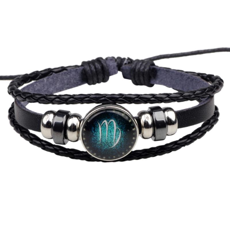 RUI RUI YU Men Women Xmas Gift 12 Constellation Bracelet Braided Leather Bracelets Bangles