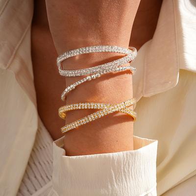 Wind Set Diamond Beaded Geometric Cross Opening Bracelet Exquisite Temperament Bracelet Jewelry