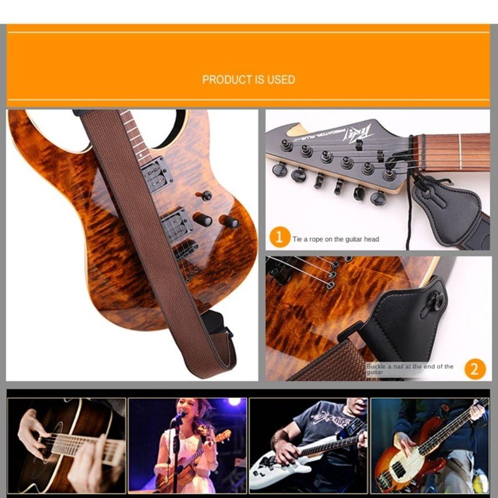 Retro Adjustable Guitar Strap Cotton Non Slip Electric Guitar Strap With 3 Guitar Pick Holders Guitar Accessories Bass Belt
