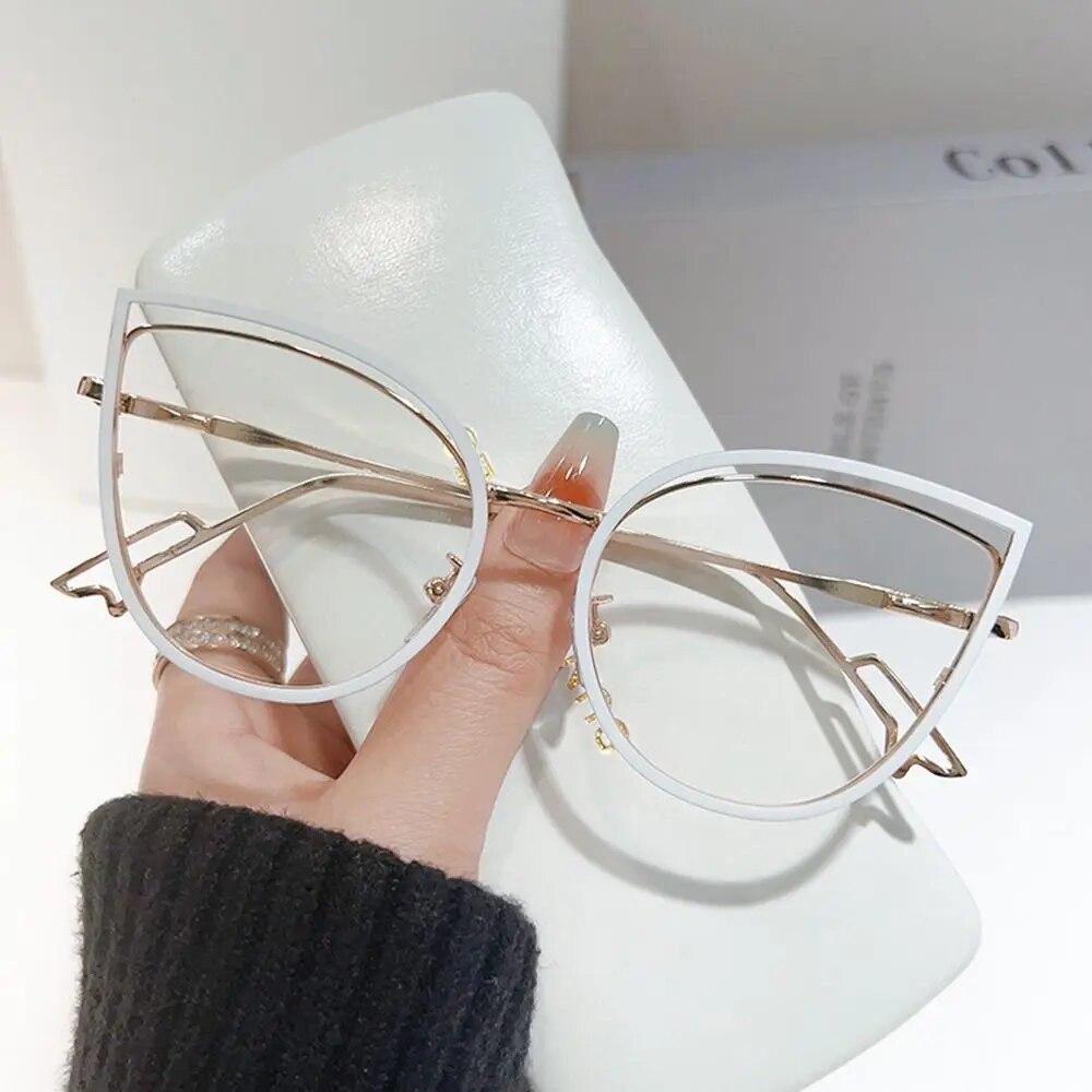 Cat Eye Anti-Blue Light Glasses Women Men Oversized Optical Frame Eye Protection Ultra Light Eyeglasses Office Computer Goggles