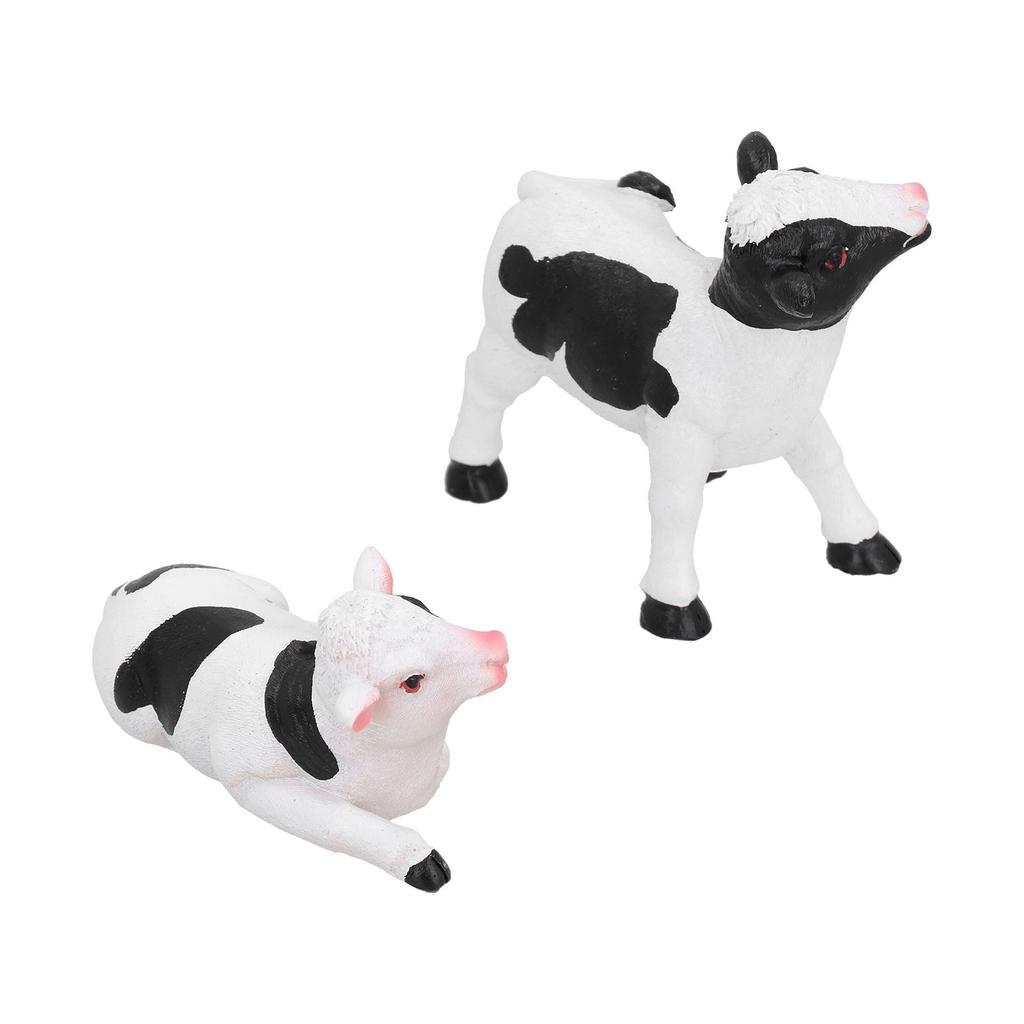 2pcs Cows Figurine Resin Animal Sculpture Crafts Miniature Garden Ornament Gardening Bonsai