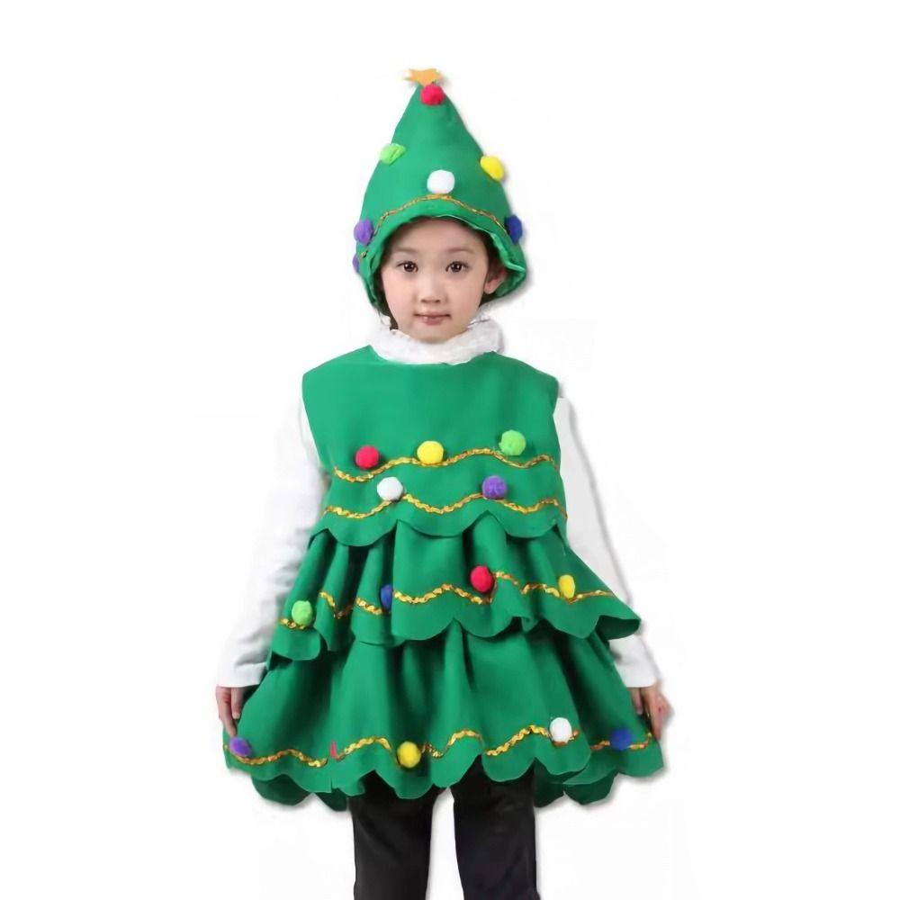 Polyester Kids Dress Leeveless Cosplay Costume Fashion Christmas Tree Costume  Kids