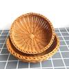Round Natural Fruit Baskets Food Storage Bowl Decorative Rattan Wicker Serving Basket For Dessert Snacks Bread Baskets 22/25cm