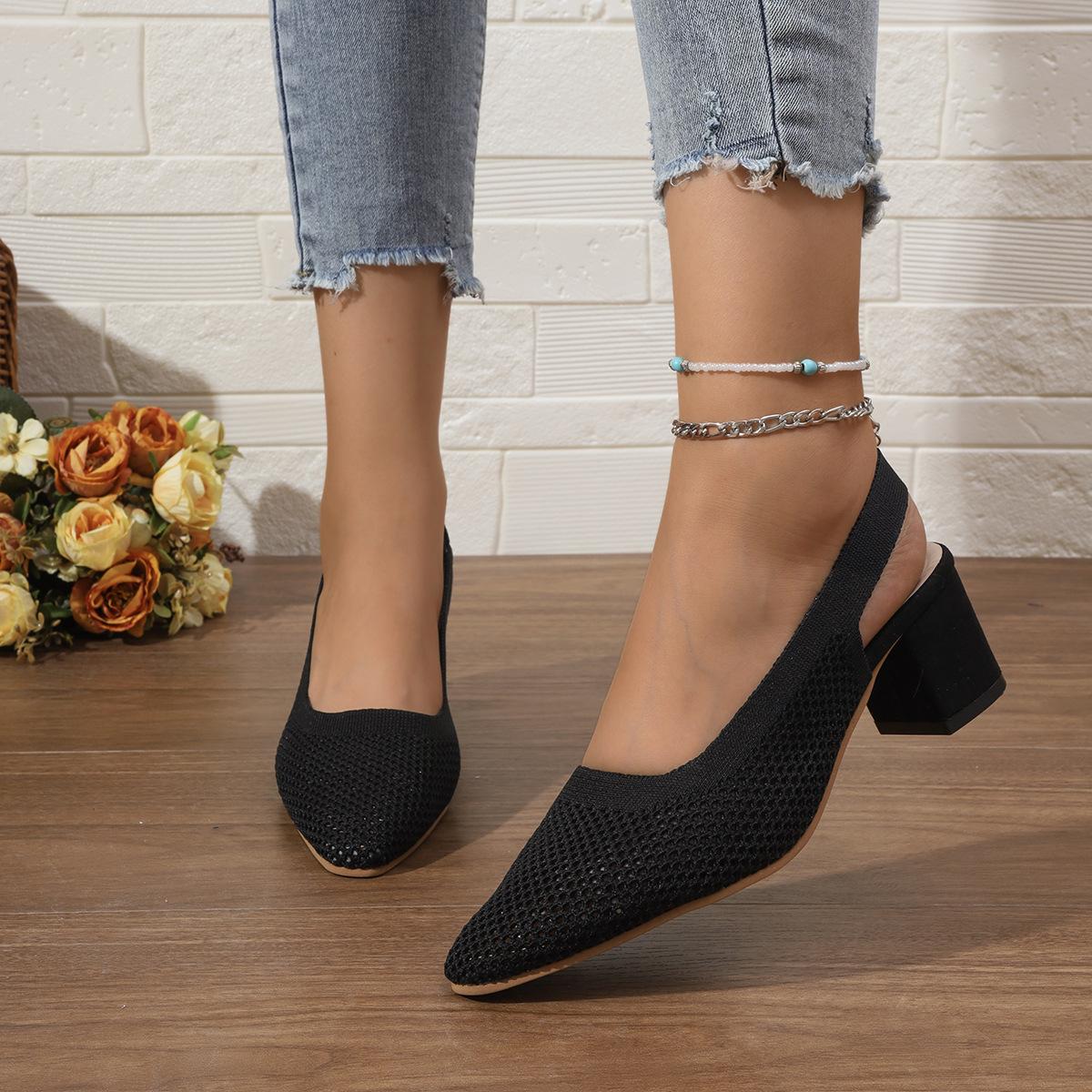 

BT663 полые туфли принцессы вязаная сумка голова задник пустой ремешок сандалии острый носок мелкий вырез боковые пустые повседневные сандалии на толстом каблуке 36 чёрный