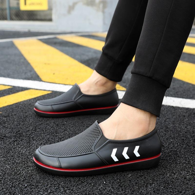 Low-top rain shoes water shoes men's adult warm waterproof shoes light-mouth rubber shoes overshoes non-slip short tube work summer fashion