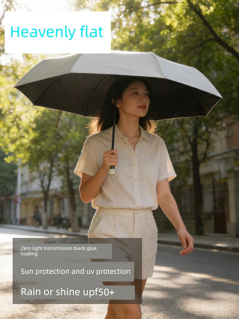 Paradise Umbrella Women's Dual-Use Sun and Rain Umbrella, Foldable Sun Protection Uv Protection Parasol, Black Coating, Student Men's Umbrella