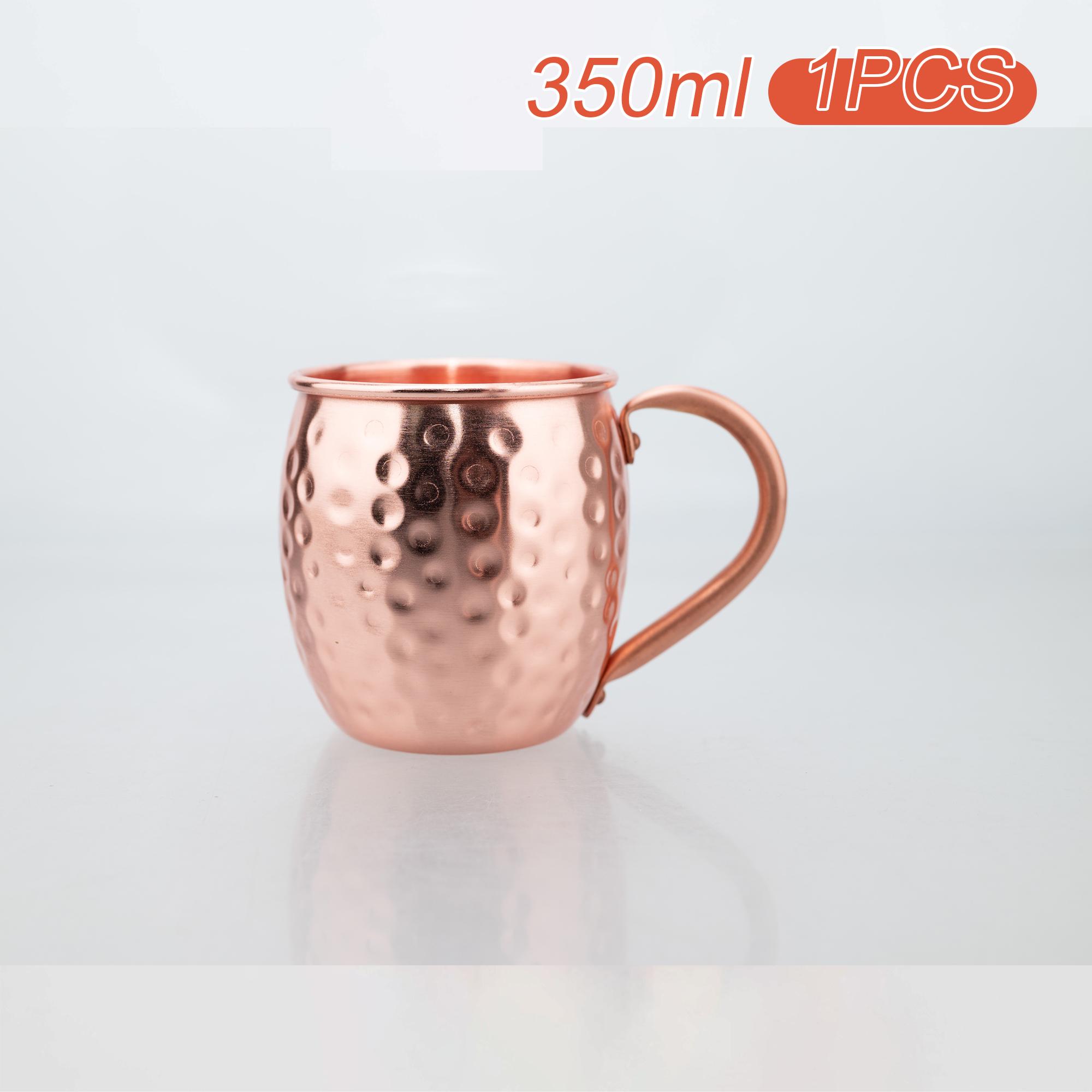 350ml Pure Copper Moscow Mule Mug – Handcrafted Copper Cup for Cocktails, Mojitos, Whiskey, Beer – Classic Hammered Finish 350ml