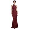 Elegantes Neckholder-Pailletten-Meerjungfrauen-Abendkleid, Ärmelloses Schlüsselloch-Formalkleid für Damen, Ideal für Abschlussbälle und Partys