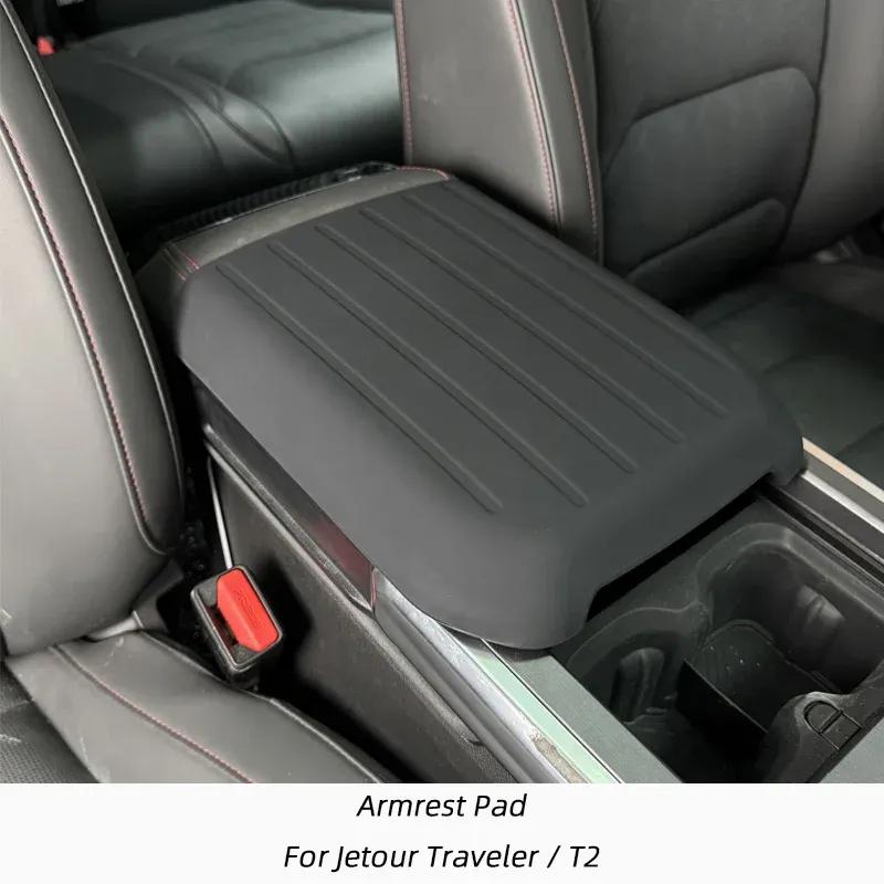 For Jetour Traveler T2 2024 2025 Car Silicone Protective Central Control Panel Armrest Cover Wireless Charging Grooves Pad