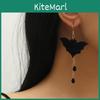 Original Design Acrylic Ear Jewelry Geometric Bat Shape Earrings Trendy Black Color