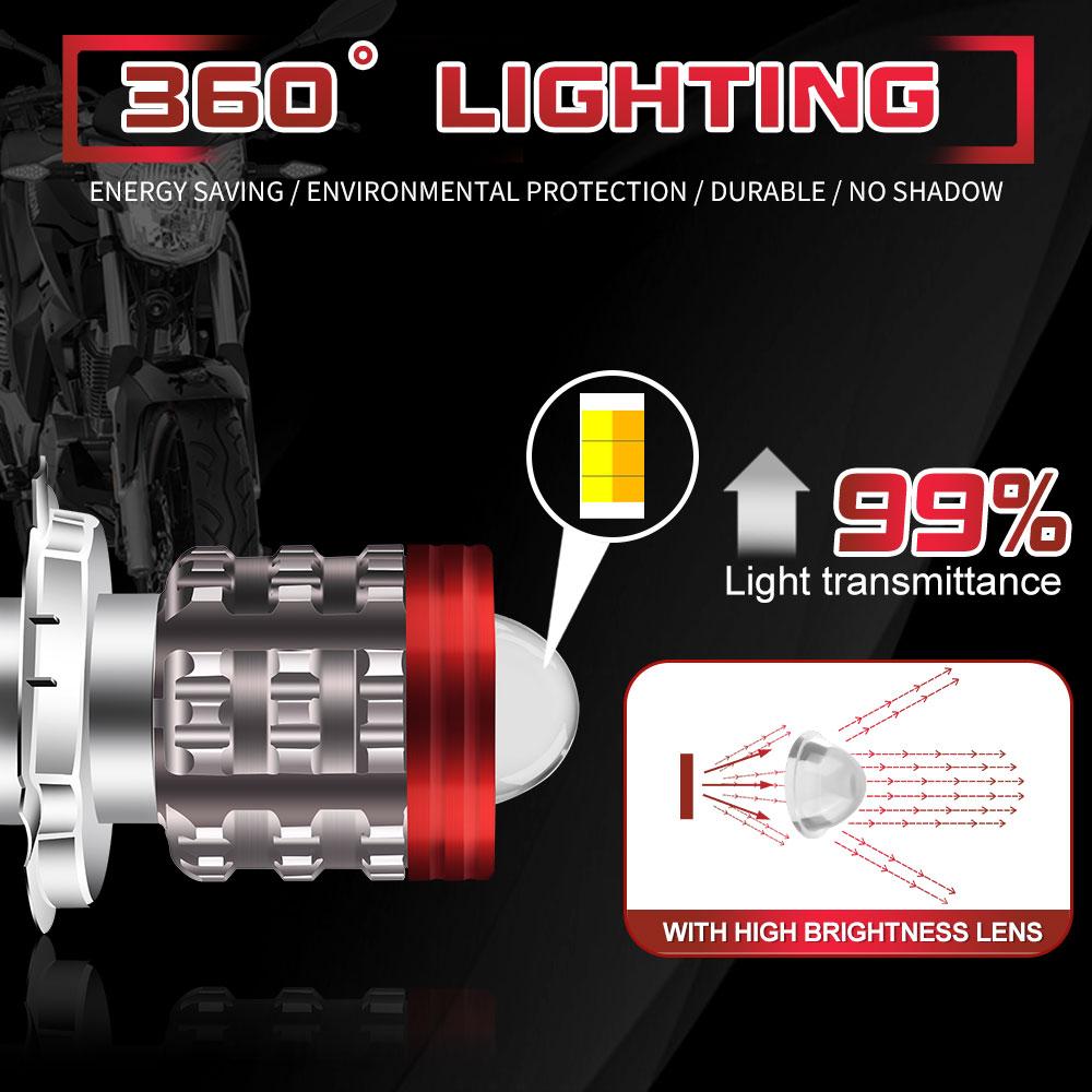 Universal H4 LED Motorcycle Headlight BA20D H6 Angel Eye Motor Led Bulb Motorbike Head Lamp White Yellow High Low Beam 12-80V