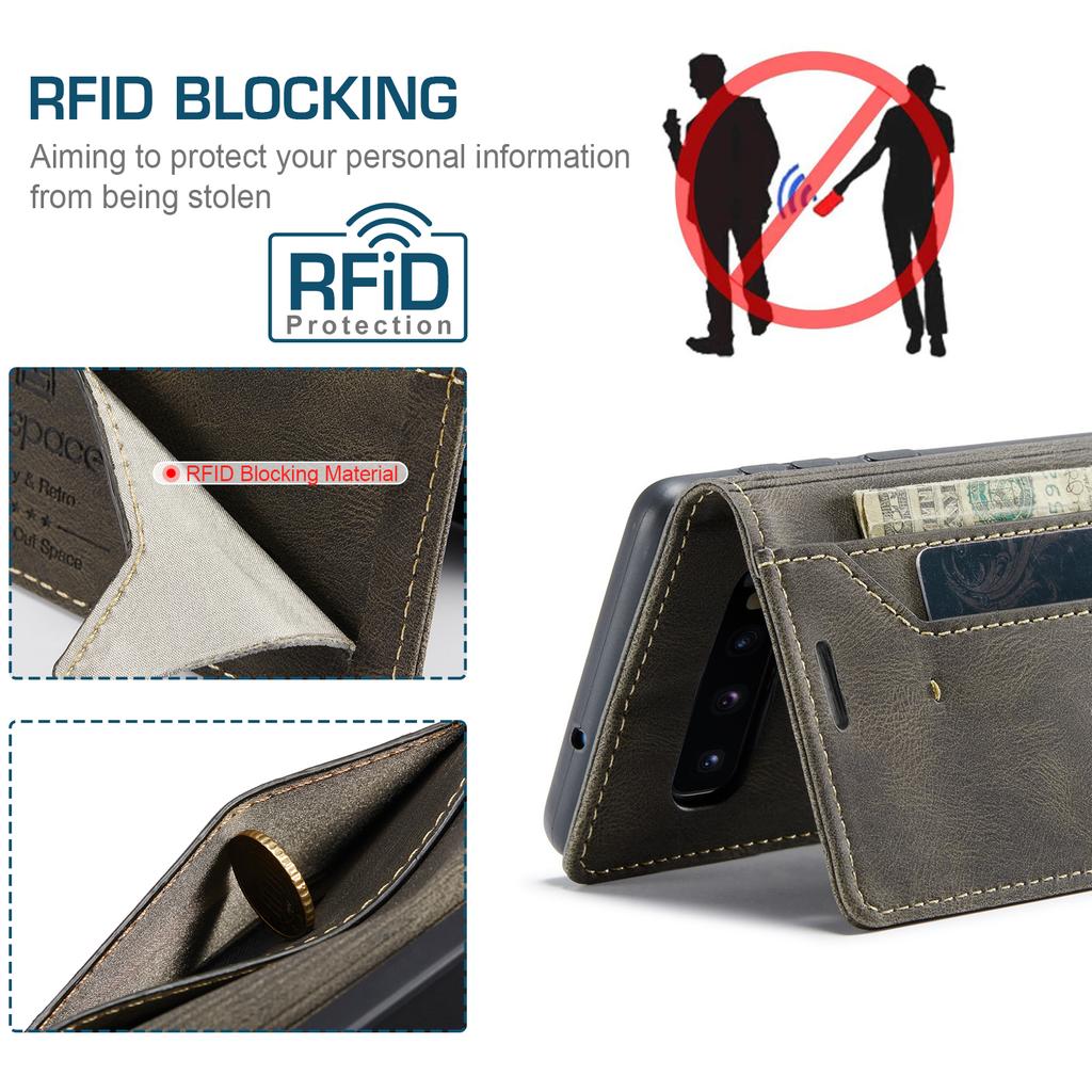 Premium Vintage Leather Wallet Case for Samsung Galaxy S10 / S10+ / S10 Plus - Flip Cover with Card Slots, Shockproof Retro Style (4 Colors)