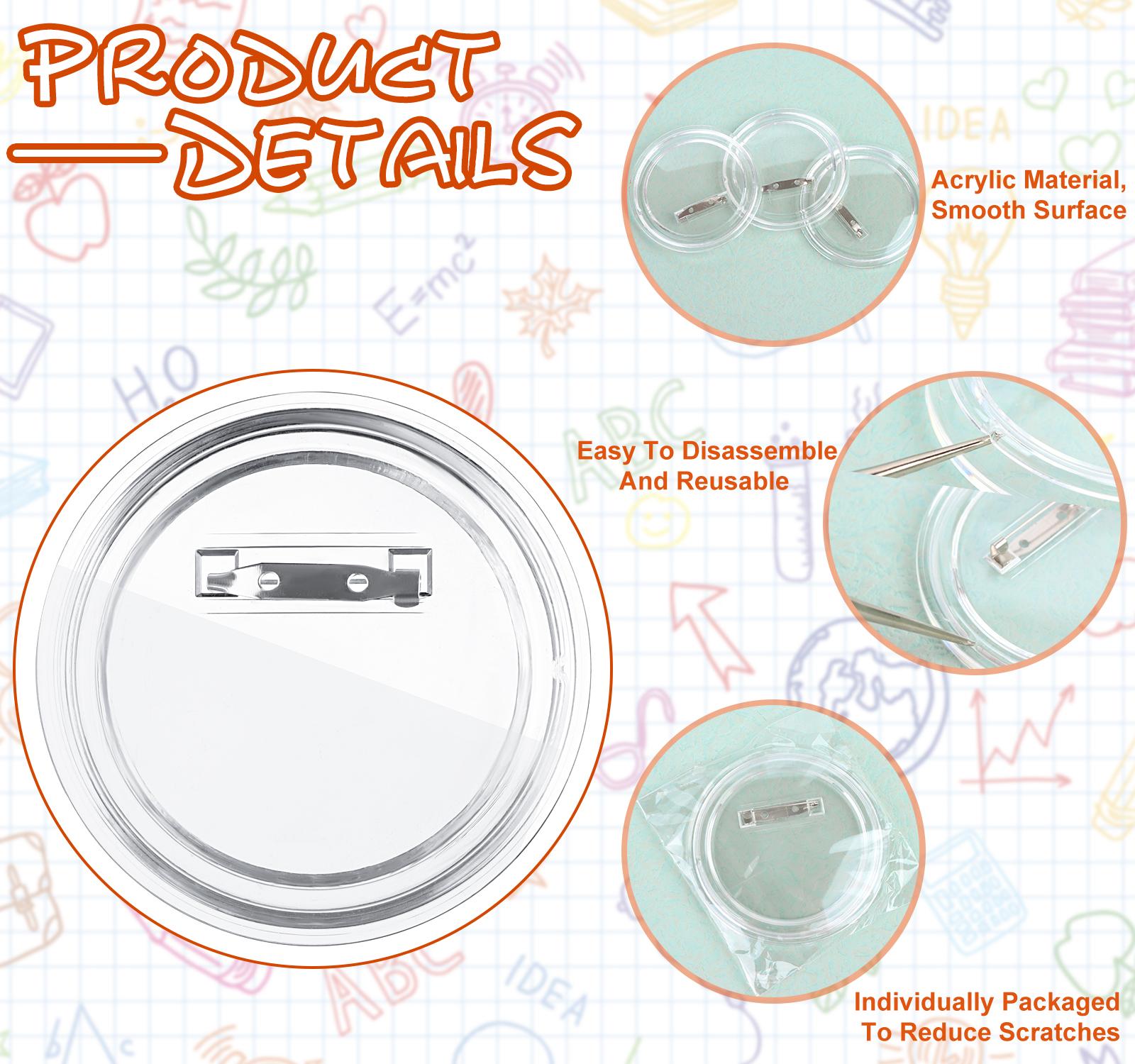 

25 упаковок Набір для виготовлення значків 3 дюйми Зроби сам значки Круглі значки-кнопки та 50 шт. Папір та шило для дітей Заготовки значків Кнопка De 1 білий