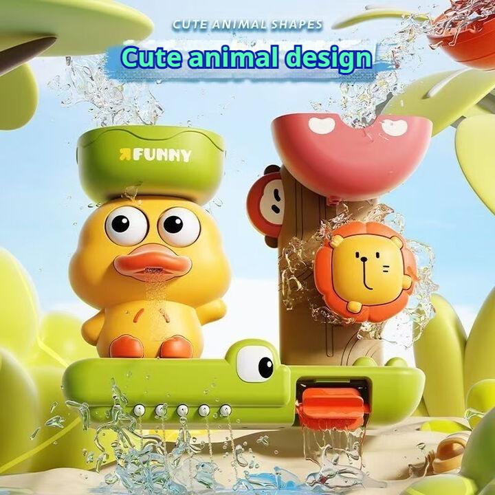 Baby Children's Water Toy Suction Cup Rotating Le Meng Duck Waterwheel Bathroom Shower Boy Four-in-one Water Spray Toy