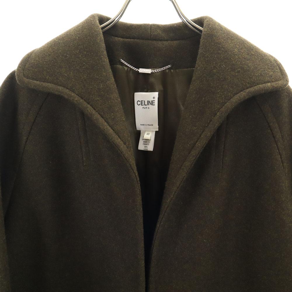 CELINE French cashmere blend Melton coat 40 khaki Women Used