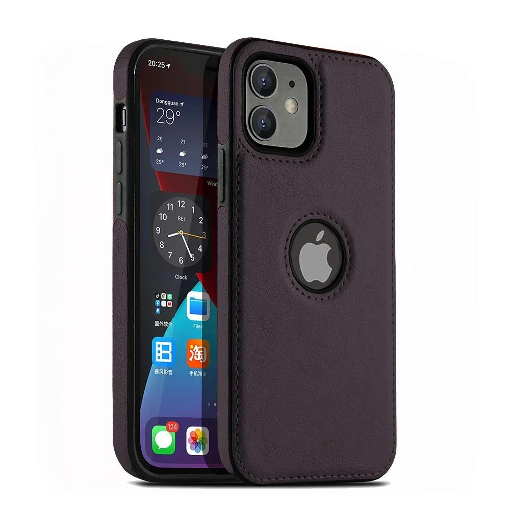 Retro Business Leather Phone Case For iPhone 16E 16 15 14 13 12 11 Pro Max XS XR X 7 8 Plus SE2 SE3 Shockproof Phone Cover