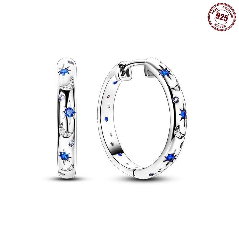

MISEFF Real 925 Silver Pave U Shape Heart Star Earring Hoop Earrings for Jewelry Wedding Engagement Birthday Gift