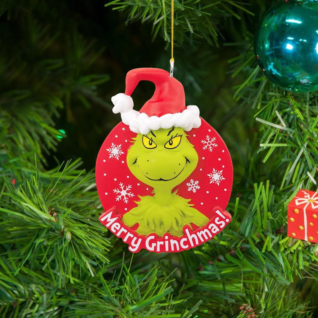 Charming Cartoon Acrylic Grinch Double-sided Christmas Tree Ornament For Festive Car Decor