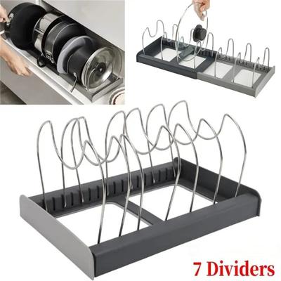 1 st Förvaringsställ för kastruller Diskar Torkställ Hushållslockhållare Förvaringsställ i rostfritt stål Kökstillbehör