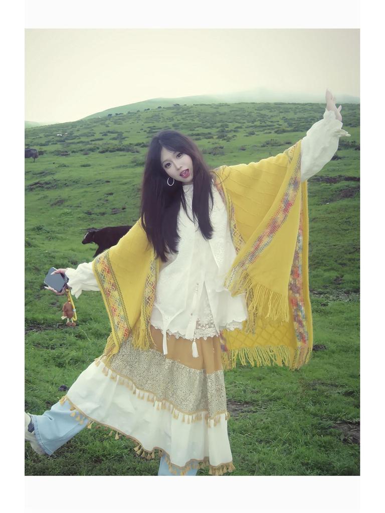 Kawanishi Yunnan Ethnic Yellow Shawl Cape Women's Outerwear