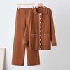 1116 European and American Women's Clothing Winter Knitting Fashion Lapel Slim and Thin Long-sleeved Waist French Knitted Suit