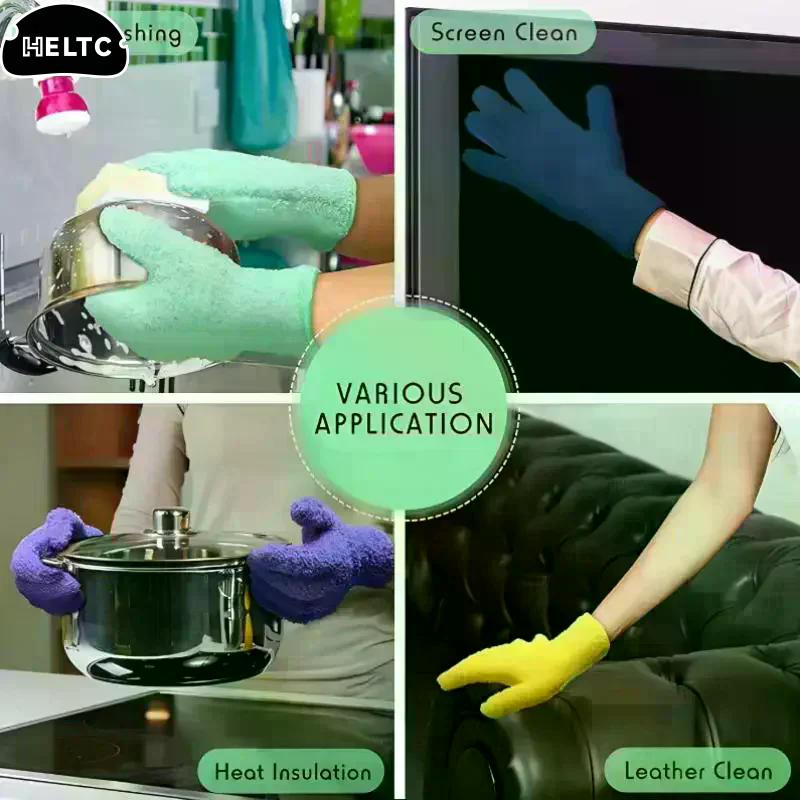 Microfiber Dusting Gloves - Stretchable & Breathable Cleaning Gloves, Non-Waterproof For Cars, Boats, RVs, Pools, Home, Kitchen