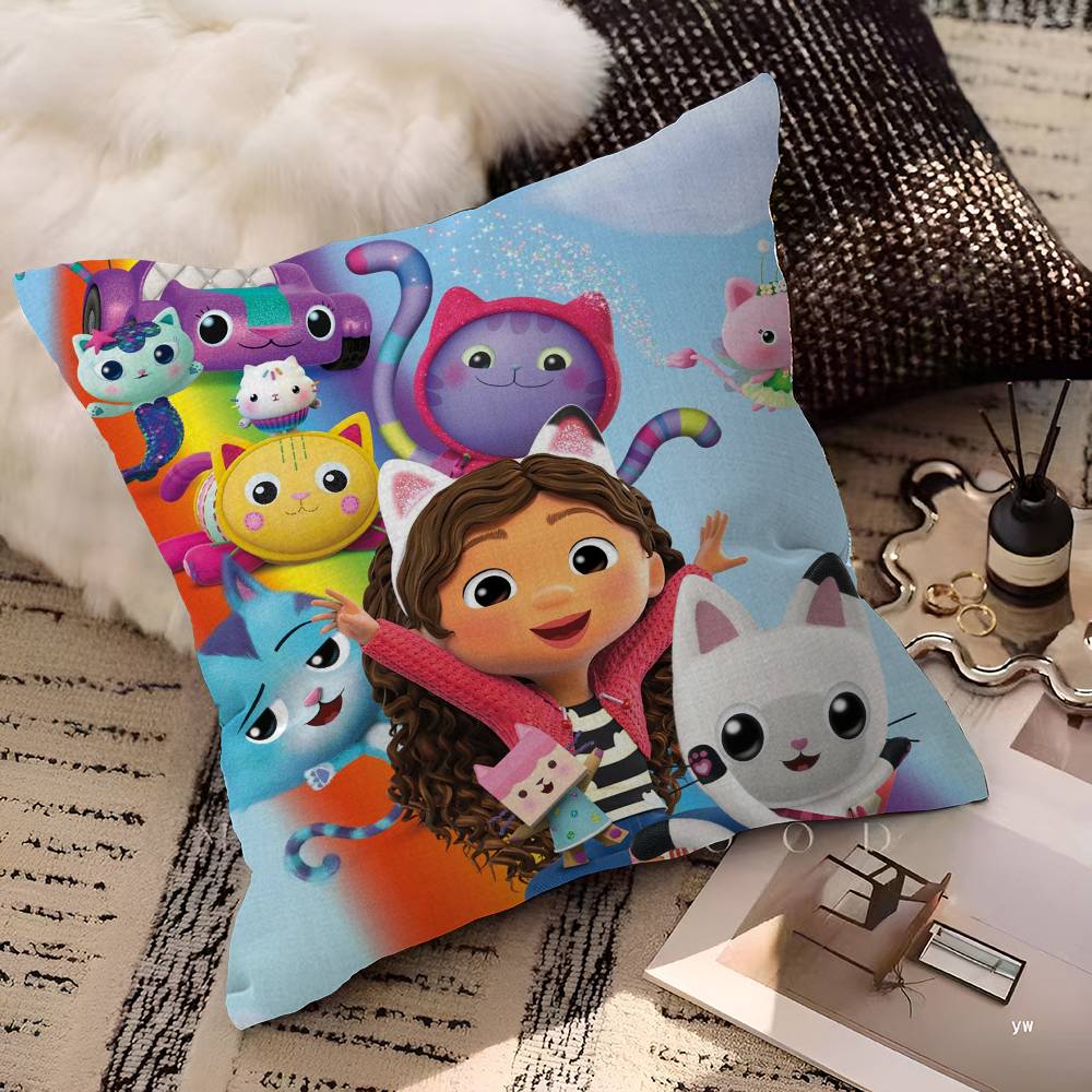 Funny Gabbys Dollhouse Cushion Cover Car Throw Pillow Case For Sofa Car Christmas Gift 40x40cm 45x45cm