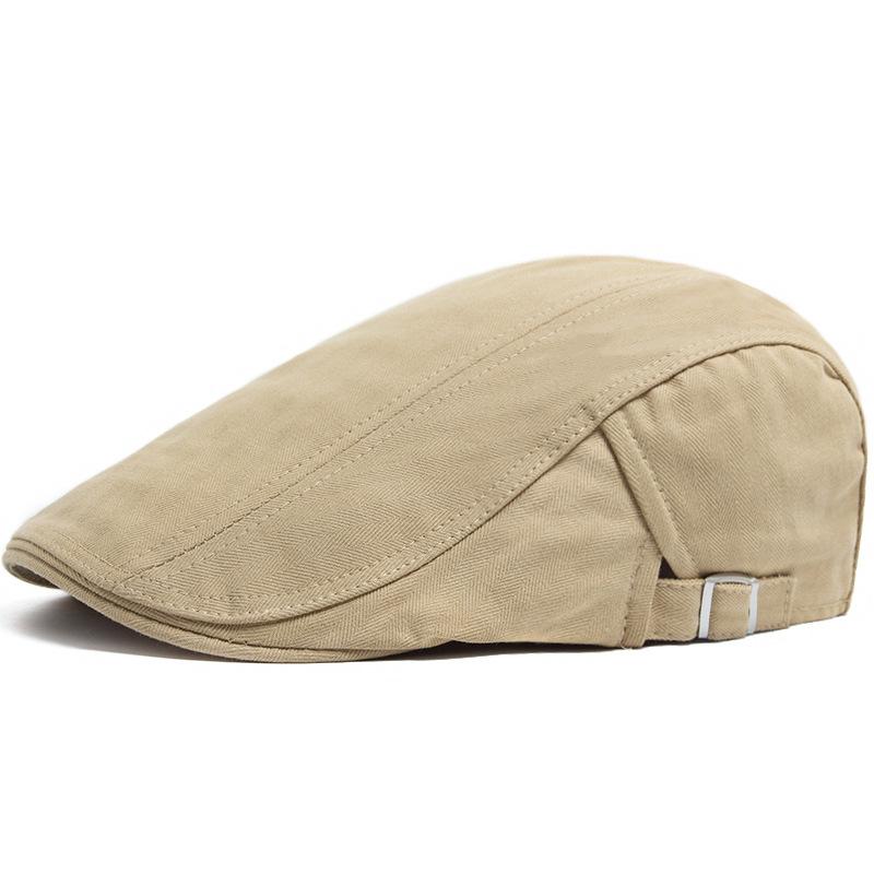 Solid Color Casual Men's Beret Summer Cotton Soft Top Sun Hat British Vintage Newsboy Hat