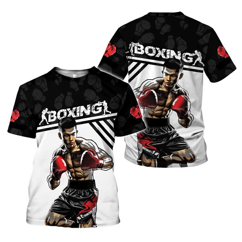 Boxhandschuhe Grafik T-Shirt Für Männer 3D Gedruckte Boxen Sport T-Shirts Oberteile Neu Bei Herren Kurzarm Rundhals T-Shirt