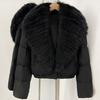 Womens Short Down Coat With Real Fox Fur Collar Lightweight Warm Winter Jacket Urban Commute Casual Wear