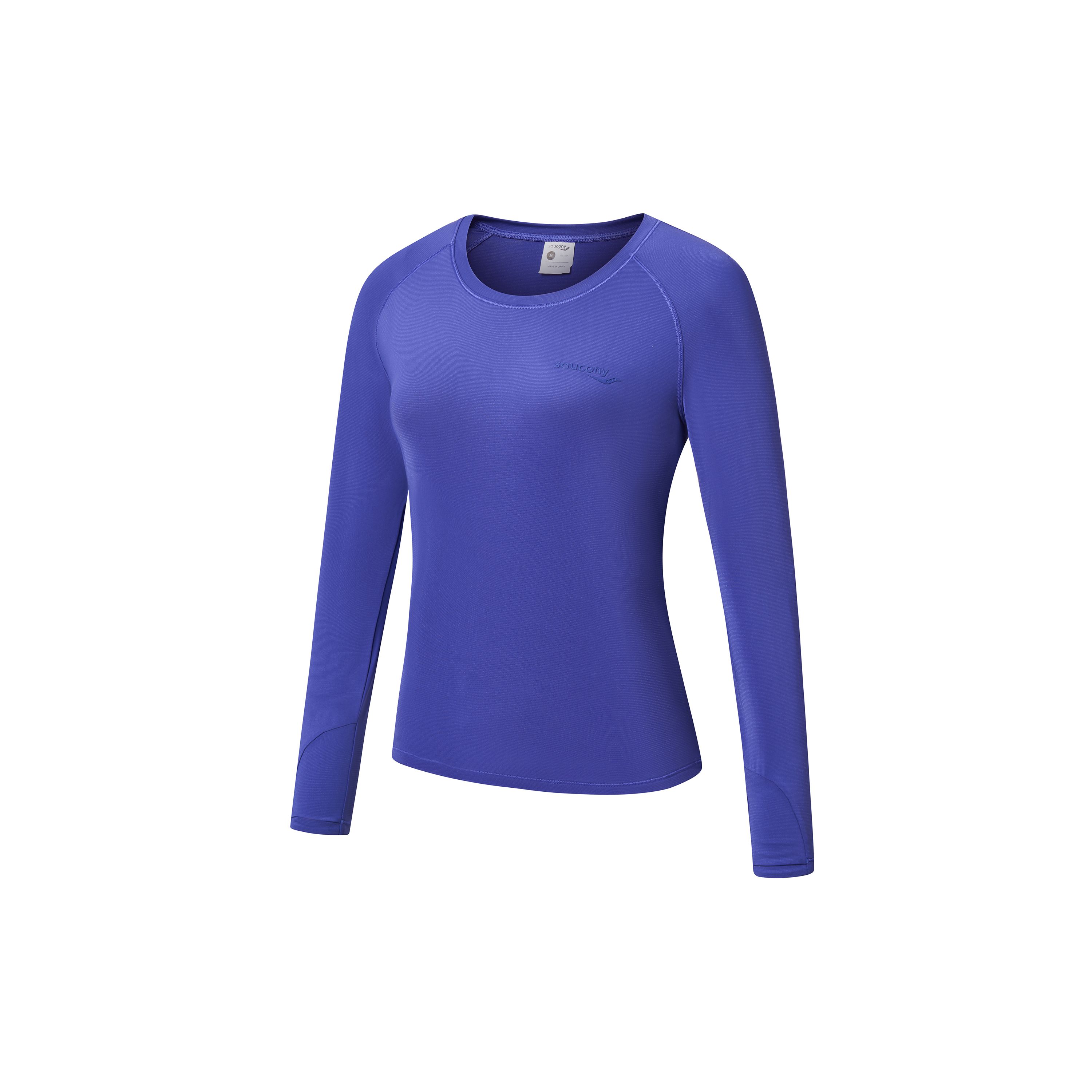 Saucony Logo Solid Slim Fit Running Sports Training Breathable Knitted Pullover Raglan Sleeve Crew Neck Long Sleeve T-Shirt SC1230199A-BL08 M
