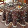 Nordic Pastoral Round Tablecloth with Small Tassels - Imitation Cotton Linen Fabric