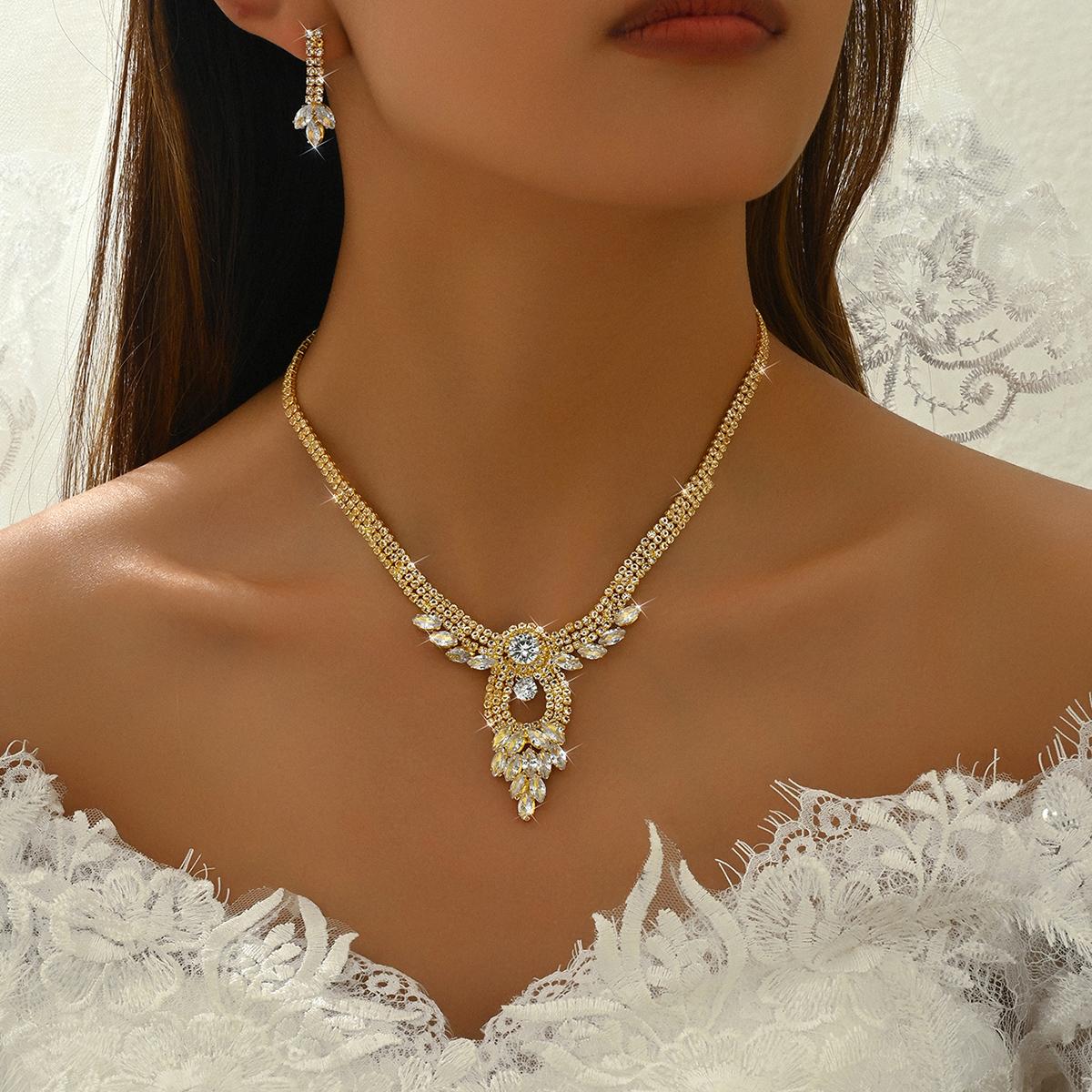 Brautmode Kupfer Krallenkette Engelsflügel Halskette Ohrringe Armband Ring Schmuckset Hochzeit Bankett Party Festival Geschenk black