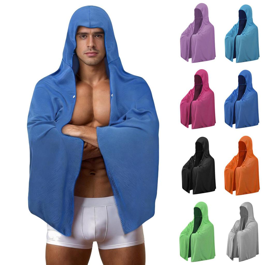 2-in-1 Outdoor Towel Cape & Hat - Quick Dry, Absorbent, Sun Hood for Beach, Hiking, Sports, Multifunctional Design, Perfect for Travel