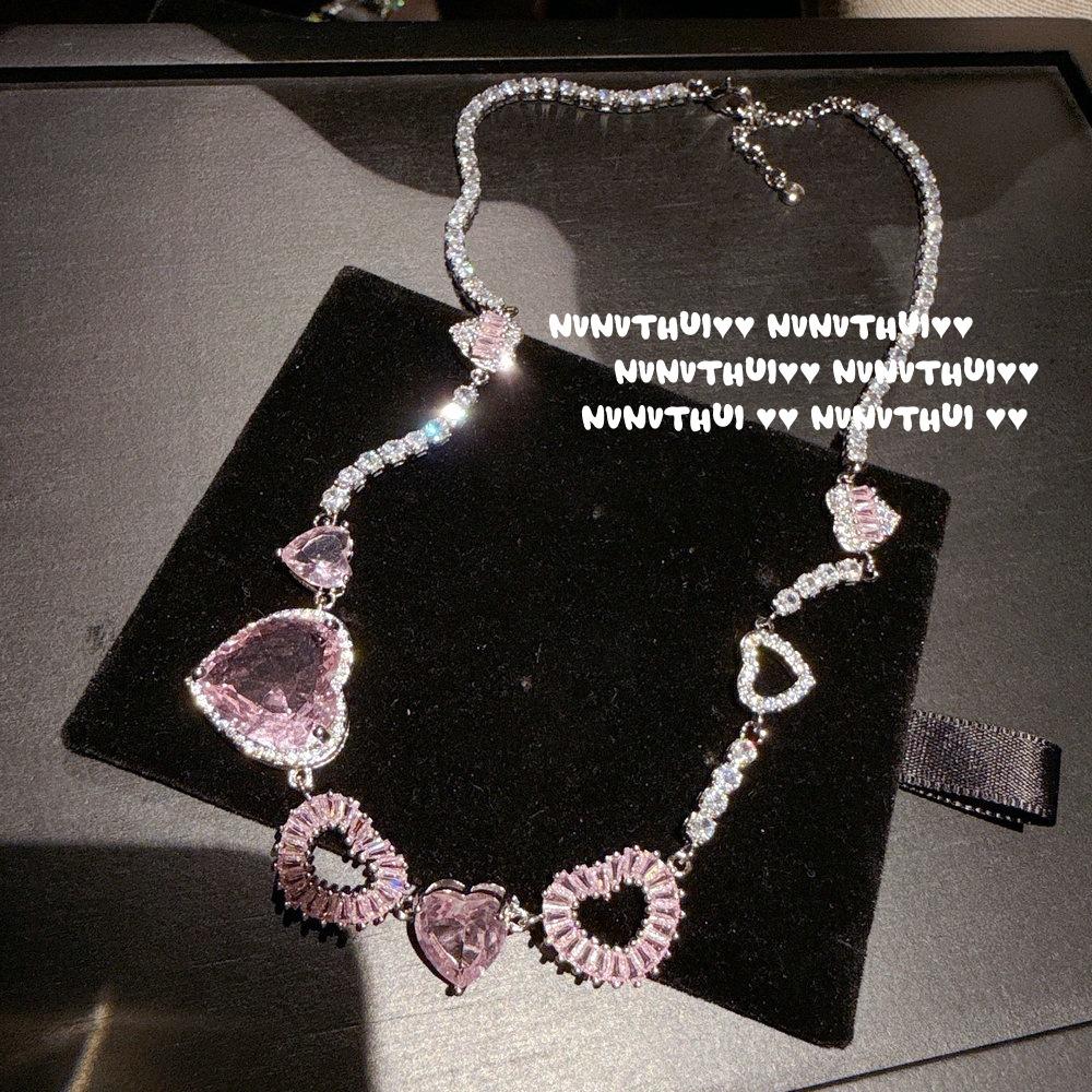 Haute Couture Jewelry High Carbon Love Crown Various Ways To Wear Detachable Ring Morgan Powder Love Bubble Zircon Necklace